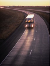 Truck on a Highway Curve
